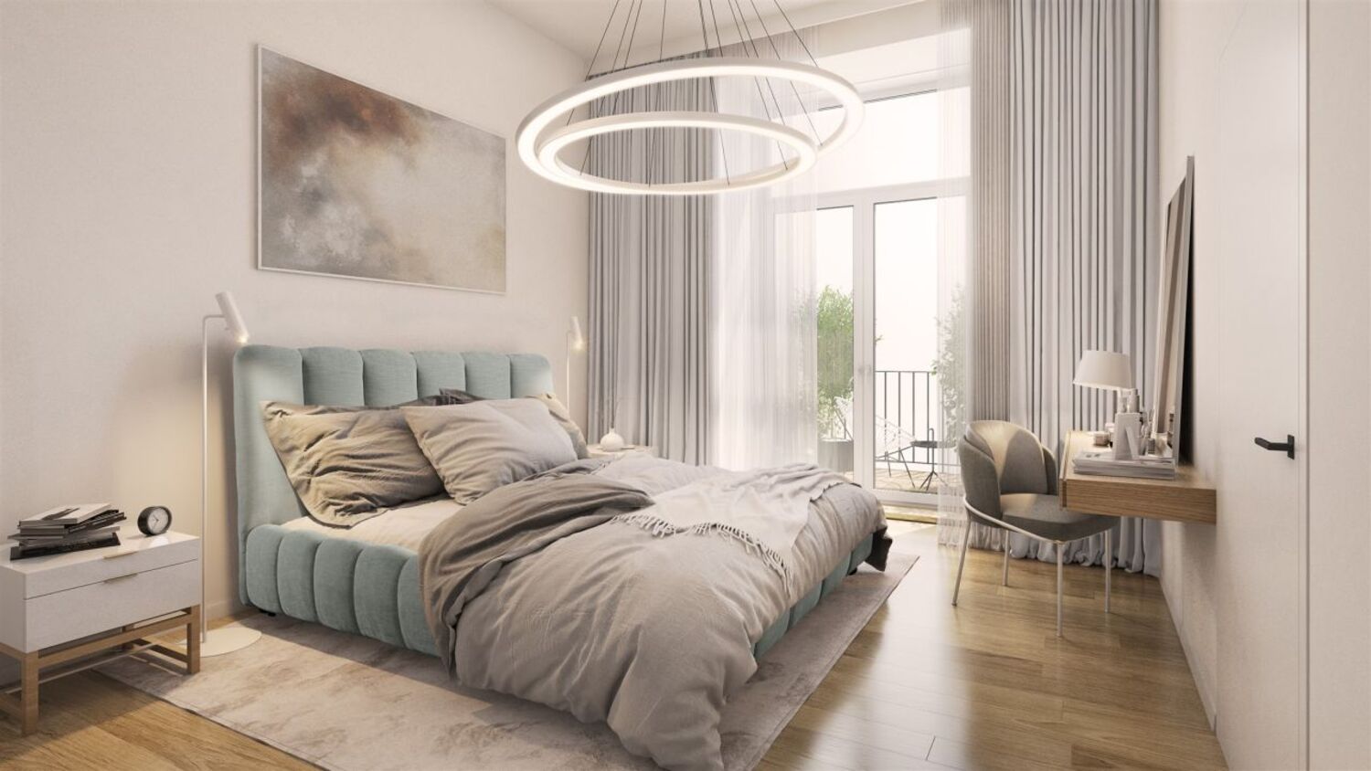 Polsterbett Doppelbett HEDA 180x200cm in Stoff Boston Aschgrau Bild 1