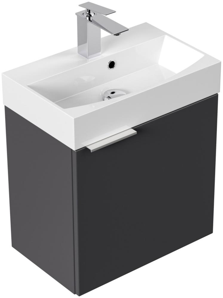 Gäste WC Badmöbel Kubus Slimline 50cm SoftClose anthrazit : Anthrazit Bild 1