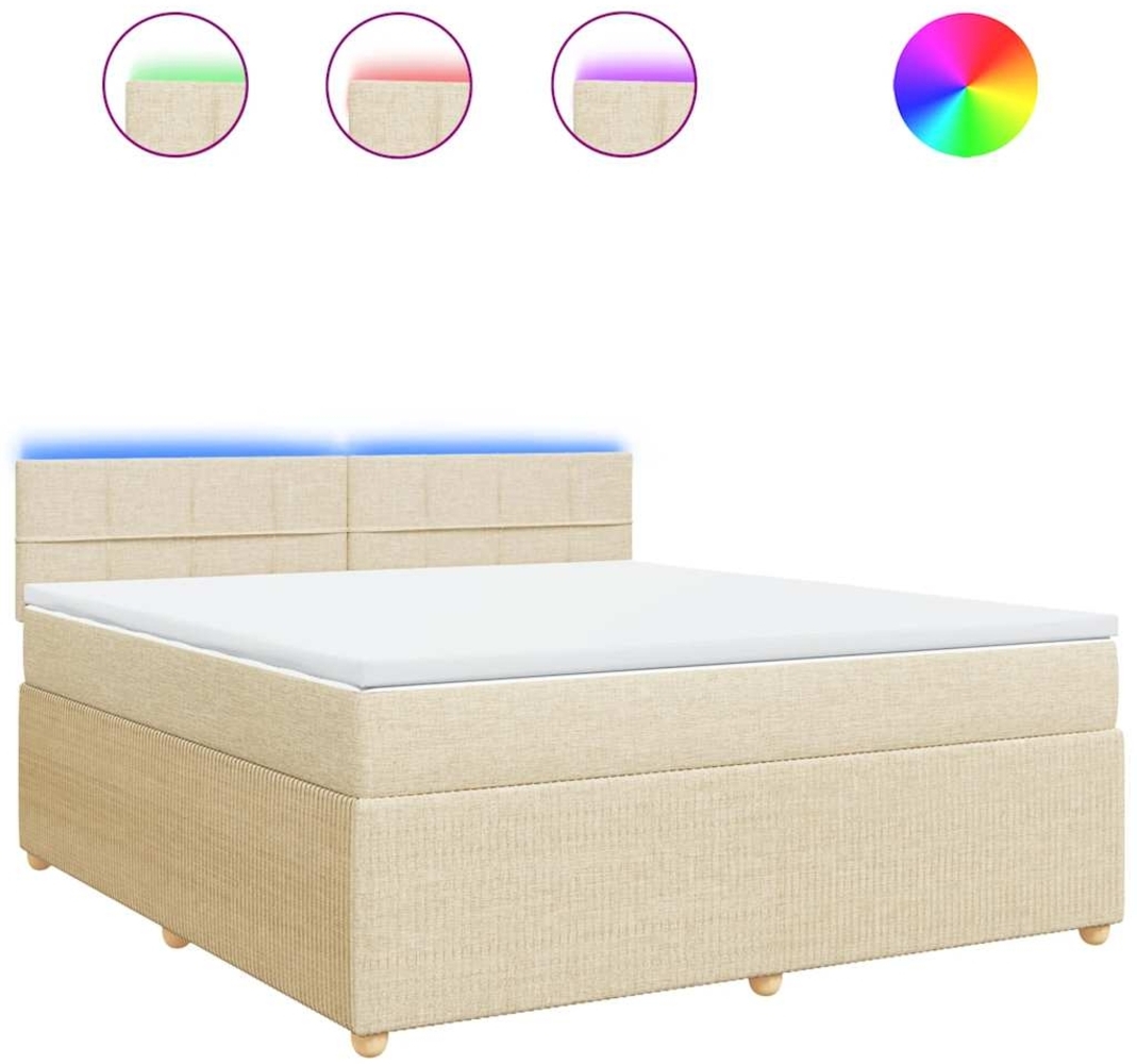vidaXL Boxspringbett mit Matratze Creme 180x200 cm Stoff 3289840 Bild 1