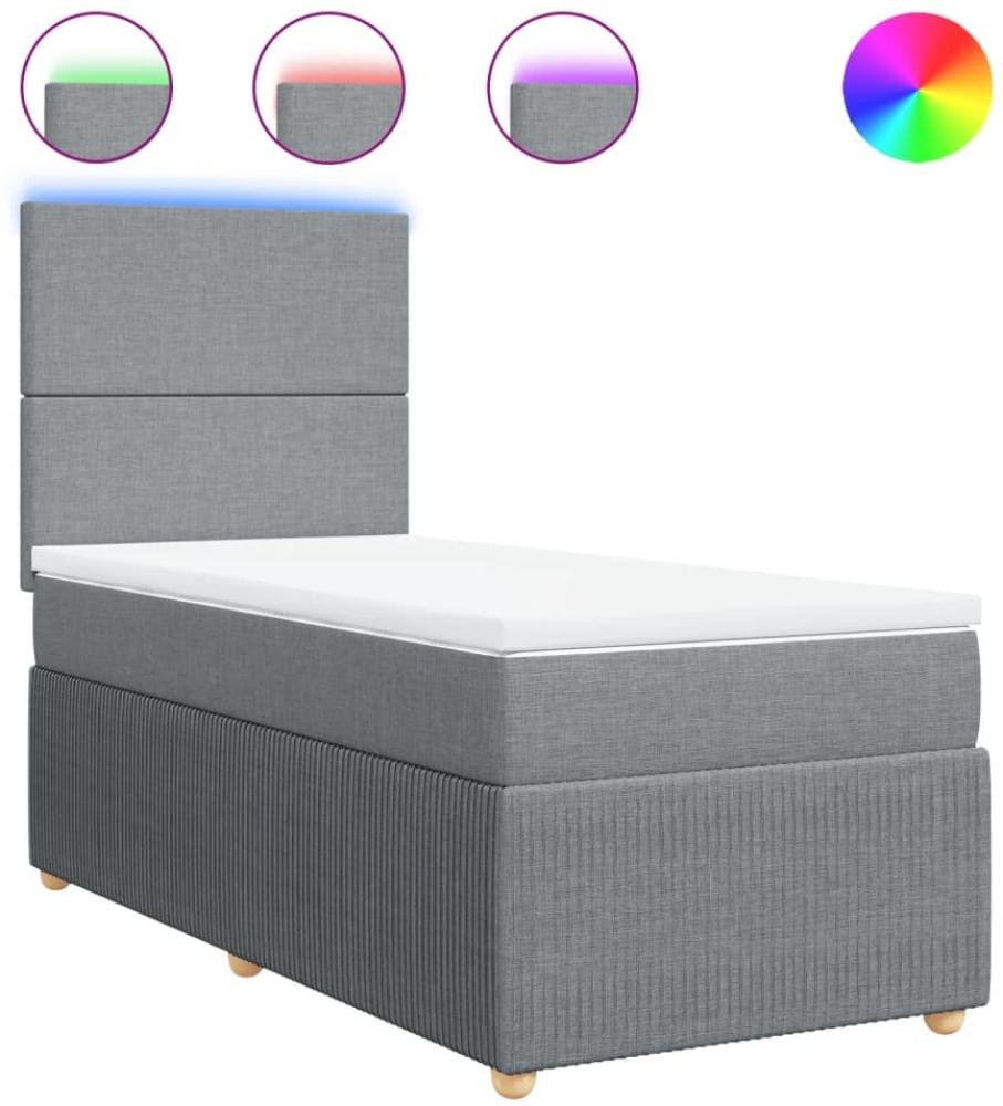 vidaXL Boxspringbett mit Matratze Hellgrau 90x200 cm Stoff 3294232 Bild 1