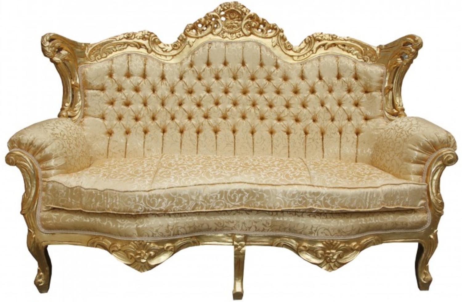 Casa Padrino Barock 2er Sofa Master Gold Muster / Gold 2Mod- Wohnzimmer Couch Möbel Lounge Bild 1