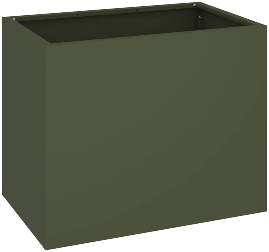 vidaXL Gartenblumentopf Olivgrün 50 x 32 x 40 cm Kaltgewalzter Stahl 876353 Bild 1