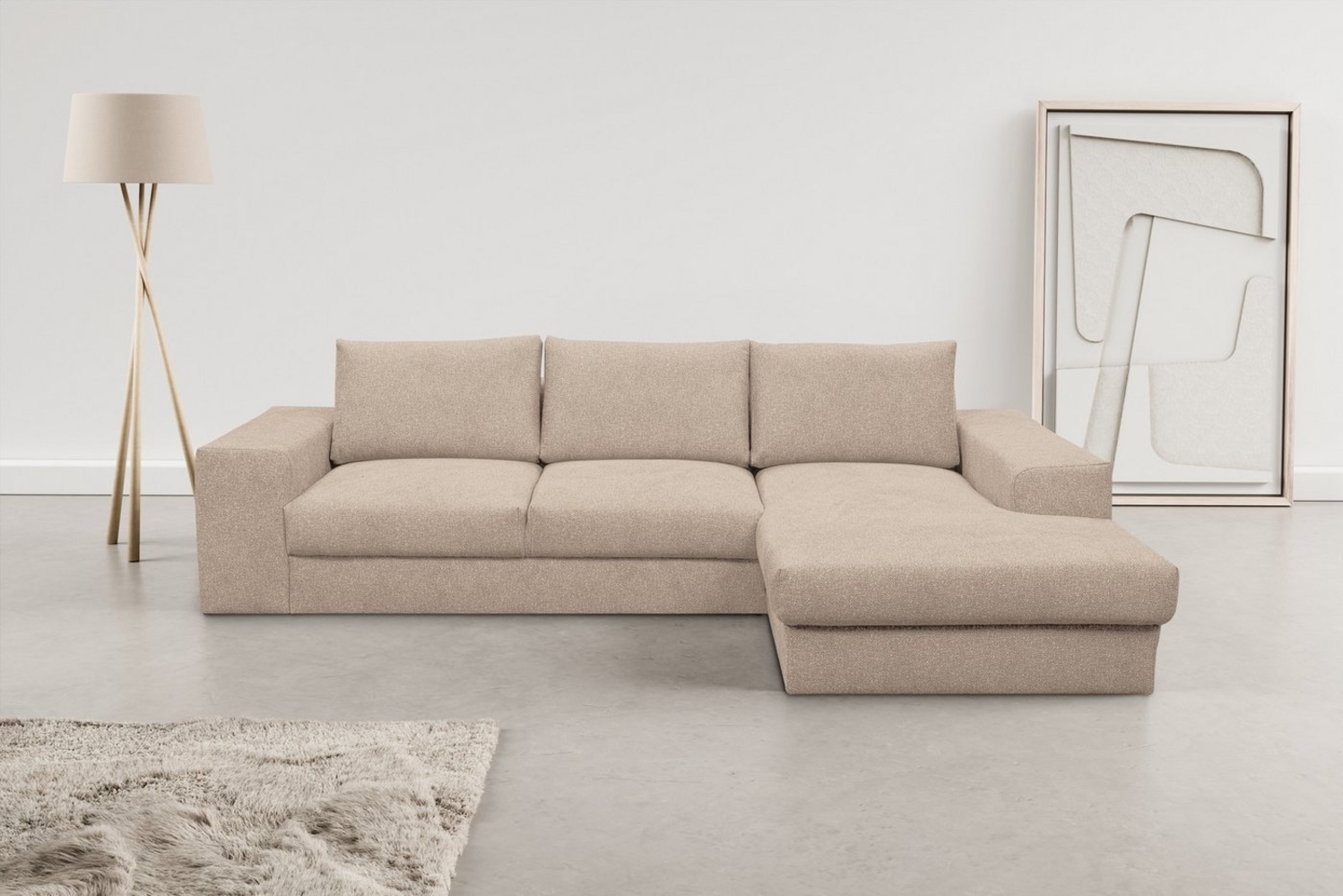 WERK2 Ecksofa Rozzana Design Ecksofa mit hohem Komfort, zeitlos & elegant, L-Form, in kuschelweichen Trendstoffen Cord, Breitcord und Plüsch Bild 1