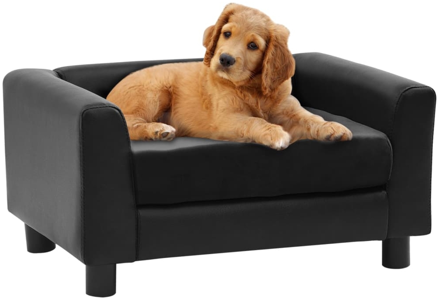 vidaXL Hundesofa Schwarz 60x43x30 cm Plüsch und Kunstleder 170960 Bild 1