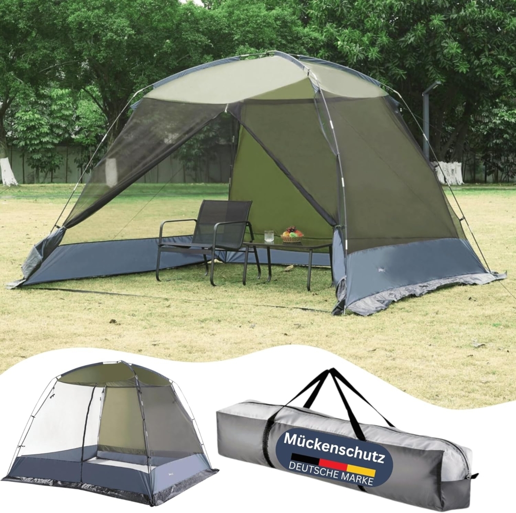 DELUKE® Camping Pavillon mit Netz RUGLO - Mückenschutz Ohne Schrauben Pavillon-Netz Gartenzelt Moskitoschutz Gartenpavillon Partyzelt mit Netzwand Grün Bild 1