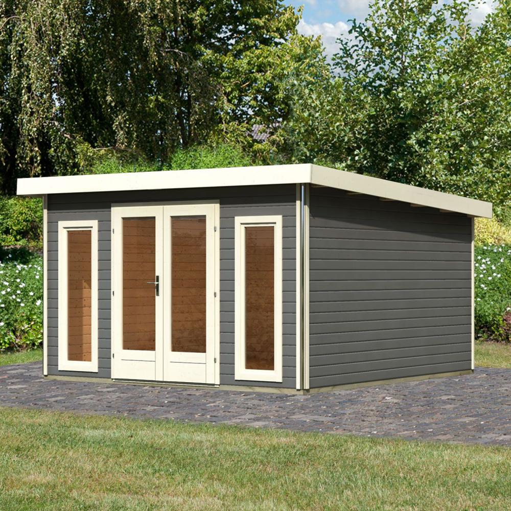 Gartenhaus Radeburg 3 - 369x369 cm, 40 mm Holz terragrau, Karibu Bild 1