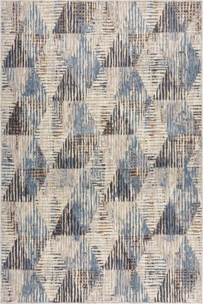 Kadima Design Stilvoller Teppich mit geometrischem Muster in Blau-Grau, aus Polyester, pflegeleicht & langlebig – "Wye". 80x150 cm Bild 1