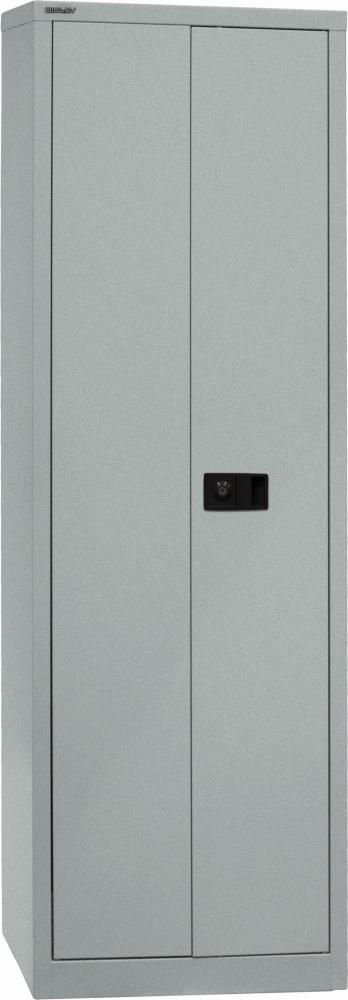 Bisley Flügeltürenschrank Universal, 4 Fachböden, 5 OH, B 600 mm, Farbe silber Bild 1