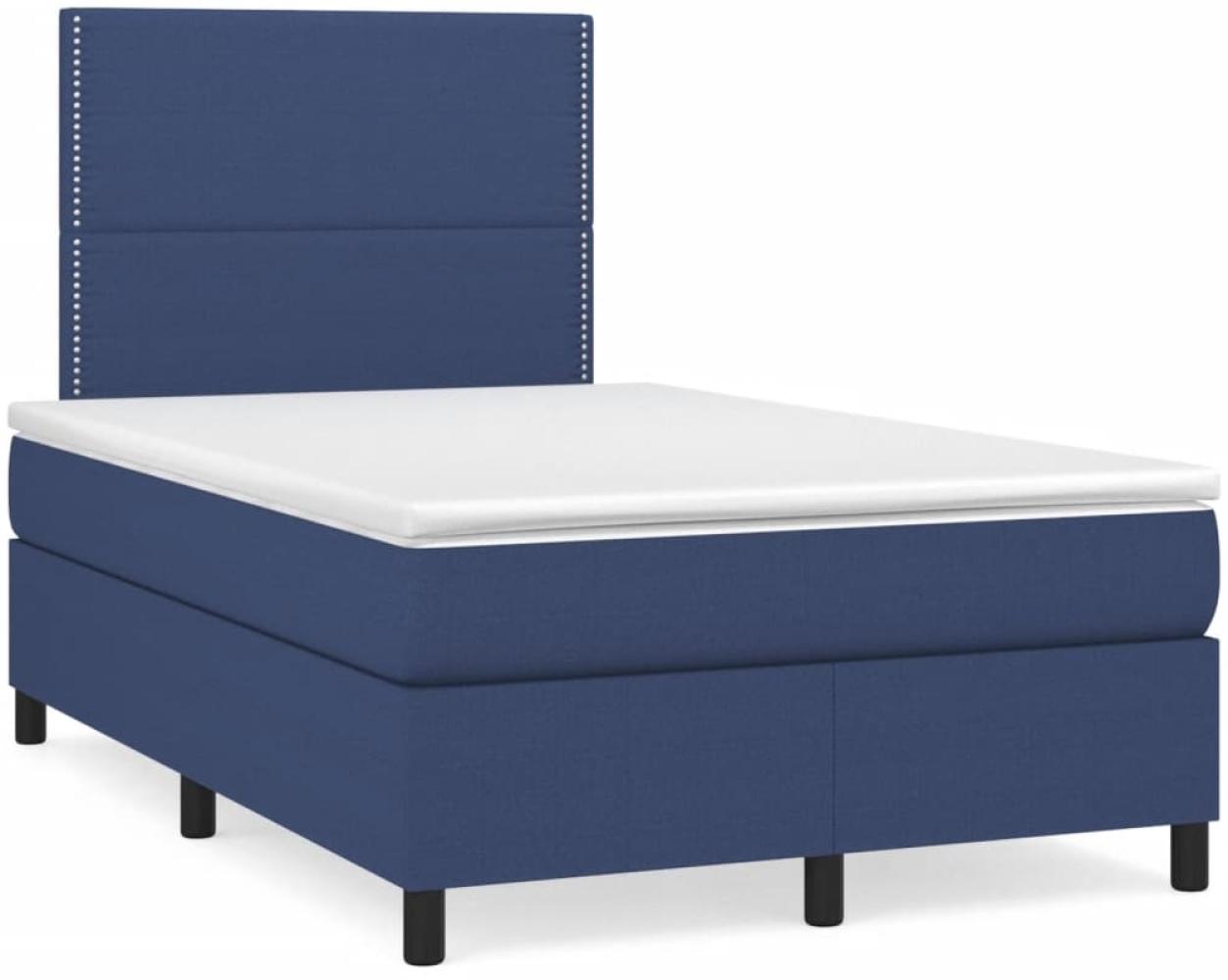 vidaXL Boxspringbett mit Matratze & LED Blau 120x190 cm Stoff 3270196 Bild 1