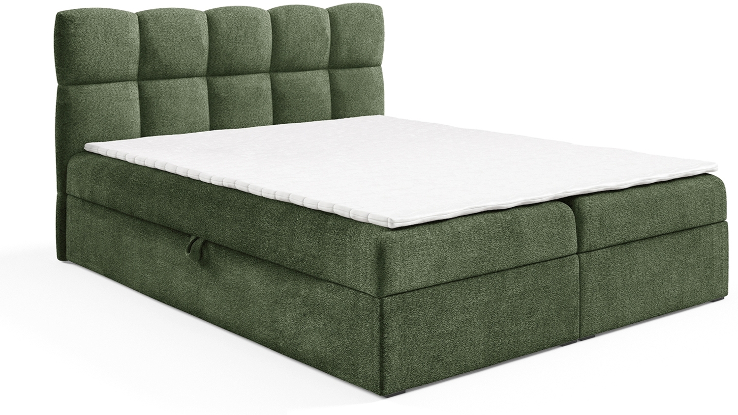 MEBLINI Boxspringbett NIKOLAS 120x200 cm mit Bettkasten – H3/Grün Boucle Polsterbett - Doppelbett mit Topper & Bonellfederkern-Matratze Bild 1