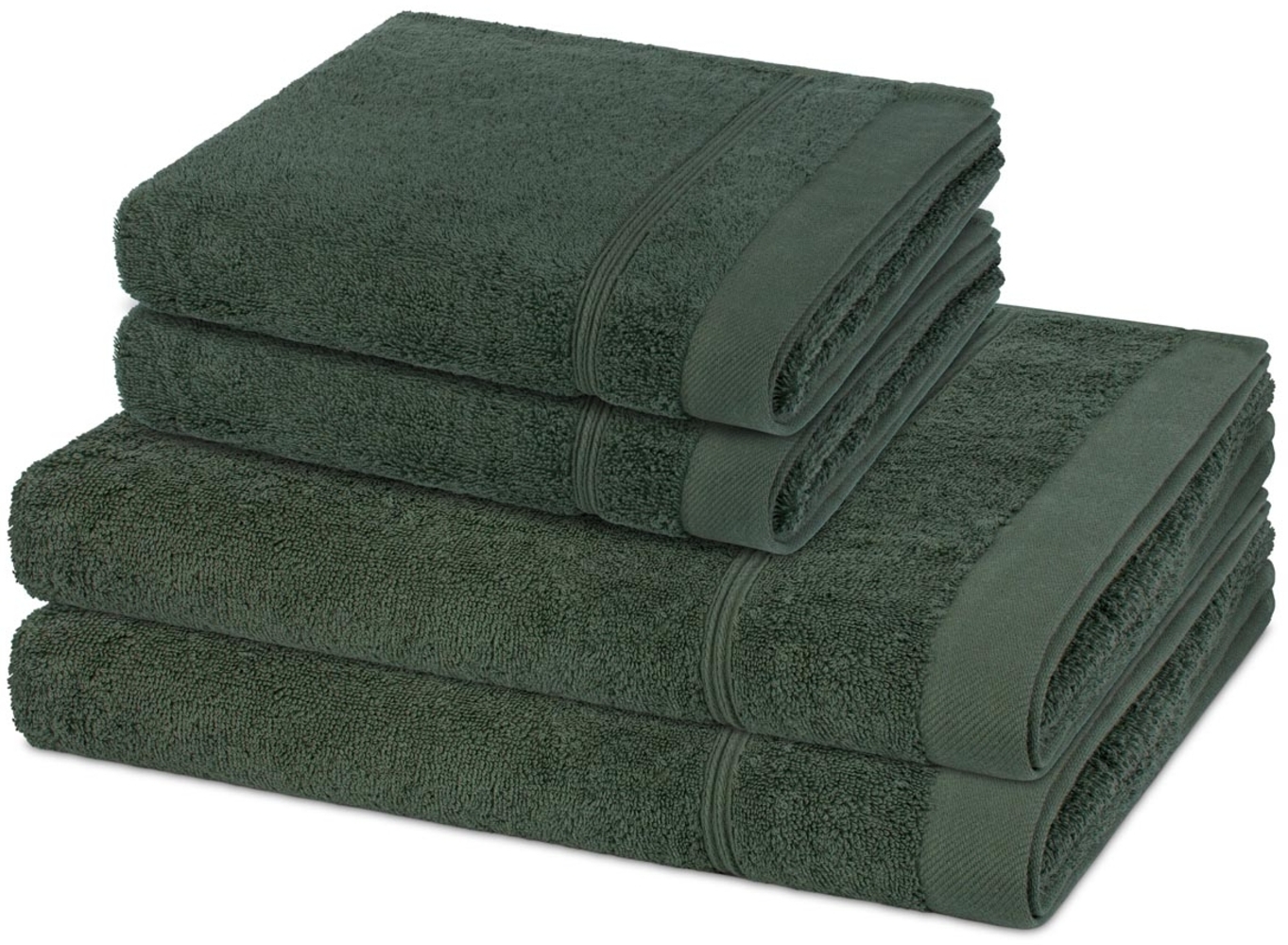 Ross Rubin 4 tlg. Frottier-Set - 2 X Handtuch (50 X 100cm), 2 X Duschtuch (70 X 140cm) - 480 - Tannengrün Bild 1