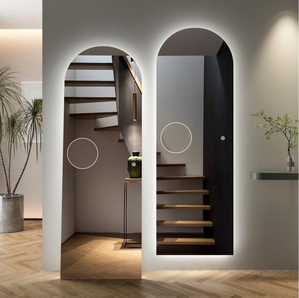 WDWRITTI Ganzkörperspiegel LED für Flur LED Spiegel mit 10-fach Vergrößerung+3Lichtfarben+Dimmbar (Flurspiegel groß, 1-St, 50x150cm), Speicherfunktion, Touch/Wandschalter Bild 1