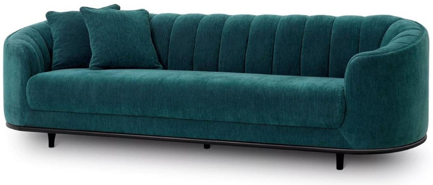 Casa Padrino Luxus Sofa Grün / Schwarz 240 x 96 x H. 74,5 cm - Wohnzimmer Sofa mit 2 Kissen - Wohnzimmer Möbel - Luxus Möbel - Wohnzimmer Einrichtung - Luxus Einrichtung - Luxus Qualität Bild 1