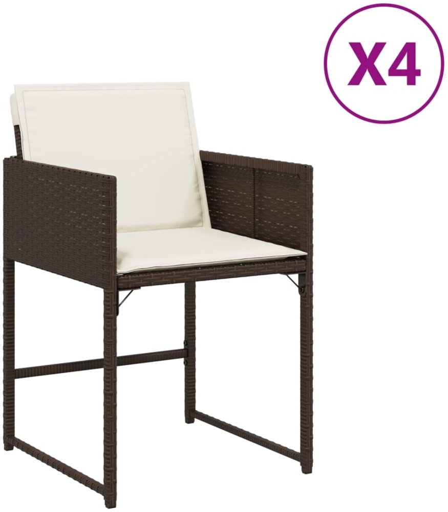 vidaXL Gartenstühle mit Kissen 4 Stk. Braun Poly Rattan 365003 Bild 1