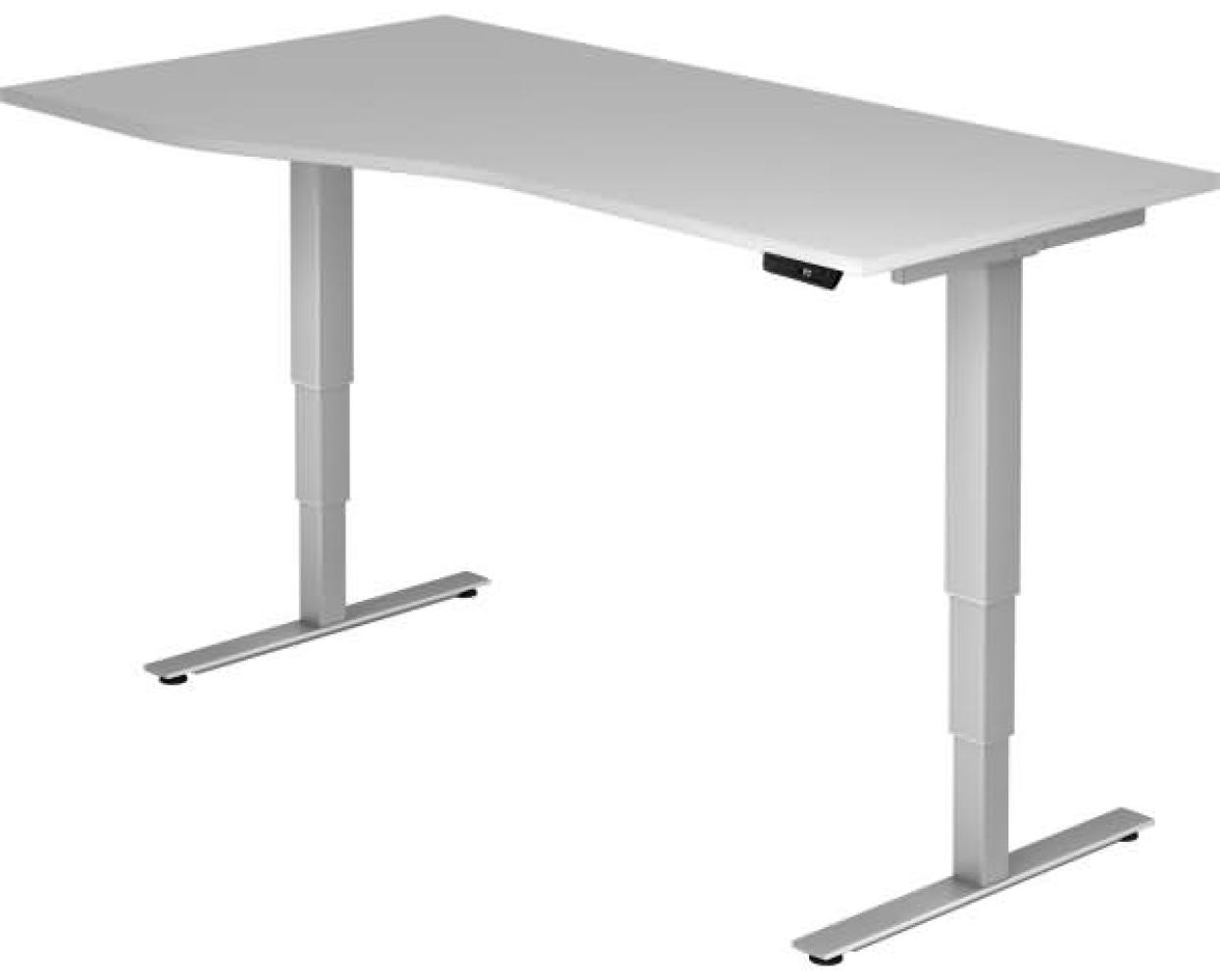 Sitz-Steh-Schreibtisch elektrisch XDSM18 180x100 / 80cm Grau Gestellfarbe: Silber Bild 1