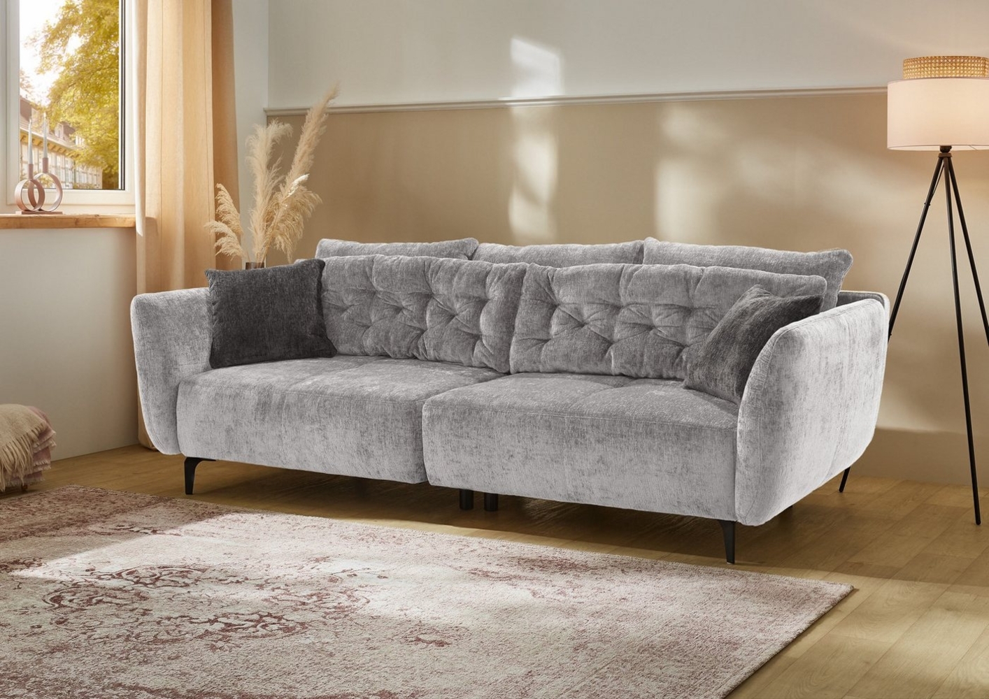 Jockenhöfer Gruppe Big-Sofa Spa, im Retrolook mit Wellenfederung, und frei im Raum stellbar, inkl. 7 Kissen Bild 1