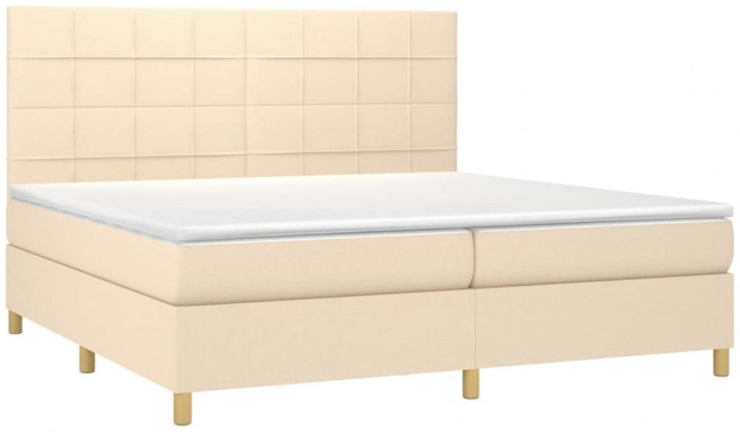 vidaXL Boxspringbett mit Matratze & LED Creme 200x200 cm Stoff, Härtegrad: H2 [3135466] Bild 1