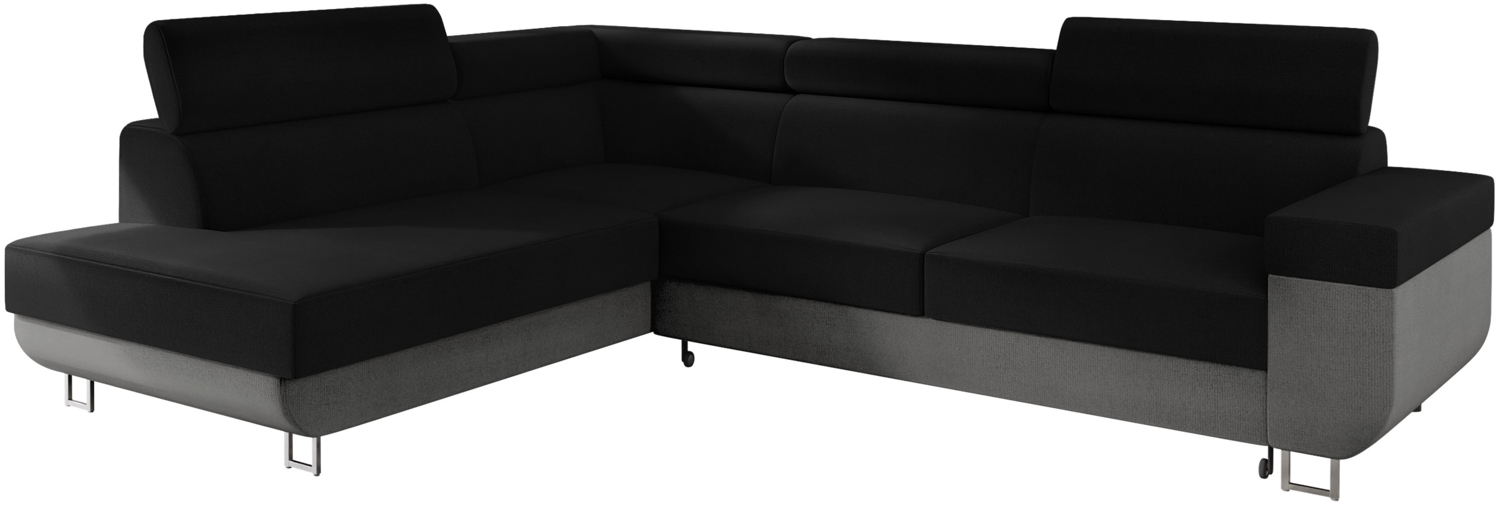 Mirjan24 'Fonti' Ecksofa, mit Bettkasten und Schlaffunktion, Grau/Schwarz, Links Bild 1