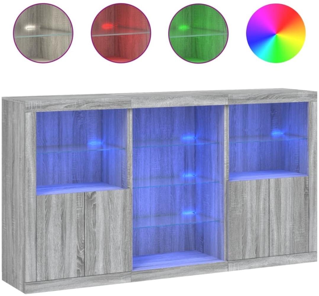 vidaXL Sideboard mit LED-Leuchten Grau Sonoma 181,5x37x100 cm 3209182 Bild 1