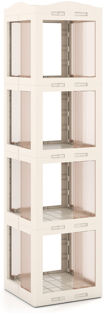 360° Drehbares Bücherregal Klappbares Standregal Transparenter Büroregal 36,5 x 36 x 141,5 cm Weiß Bild 1