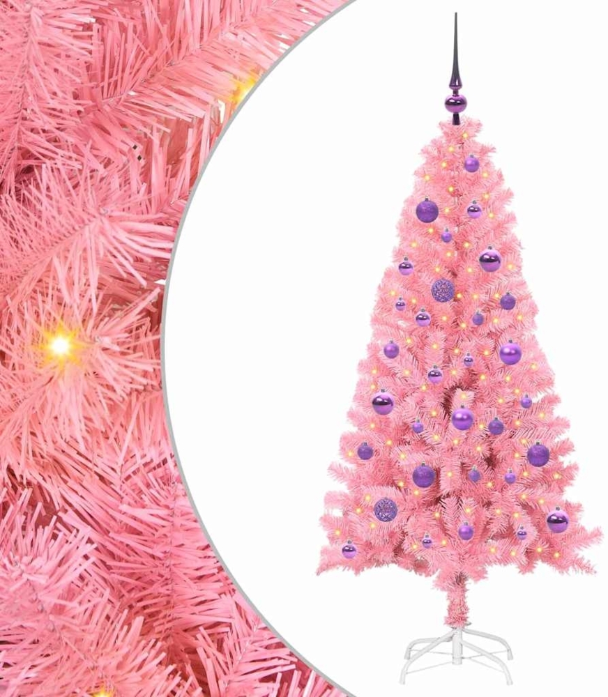 vidaXL Weihnachtsbaum mit 150 LEDs mit Ständer Rosa 150 cm PVC 3396422 Bild 1