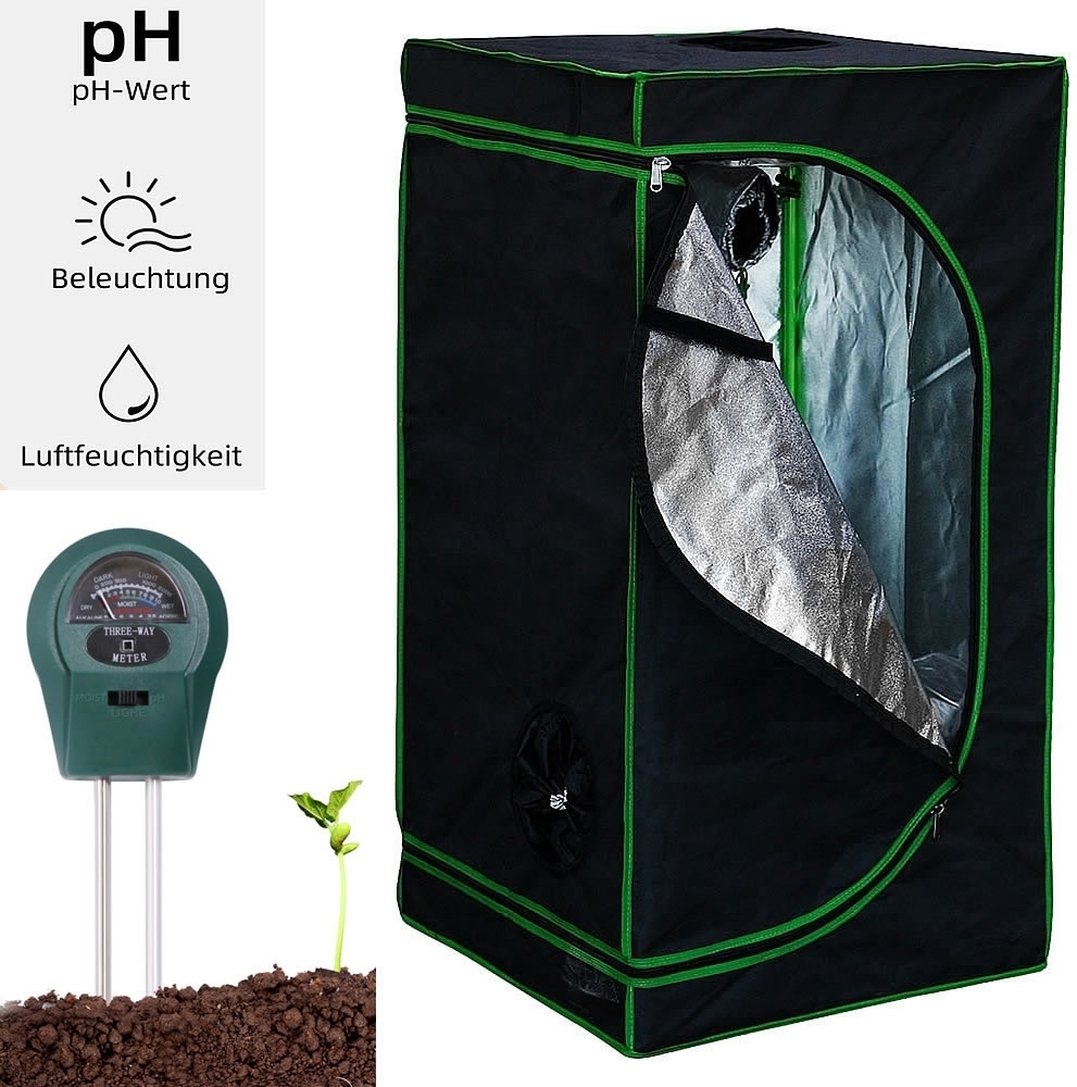 Growbox inkl. 3 in 1 Feuchtigkeitsmessgerät für Pflanzen Gewächshaus Indoor Pflanzenzelt Zuchtzelt Growroom Zuchtschrank Darkroom Zimmergewächshaus Growschrank - 40x40x160 cm Bild 1