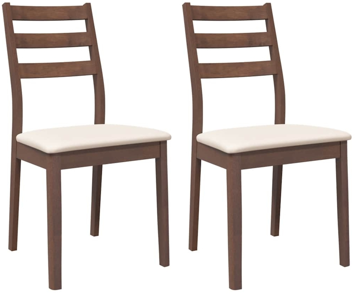 vidaXL Esszimmerstühle mit Kissen 2 Stk. Braun Massivholz Gummibaum 4102515 Bild 1
