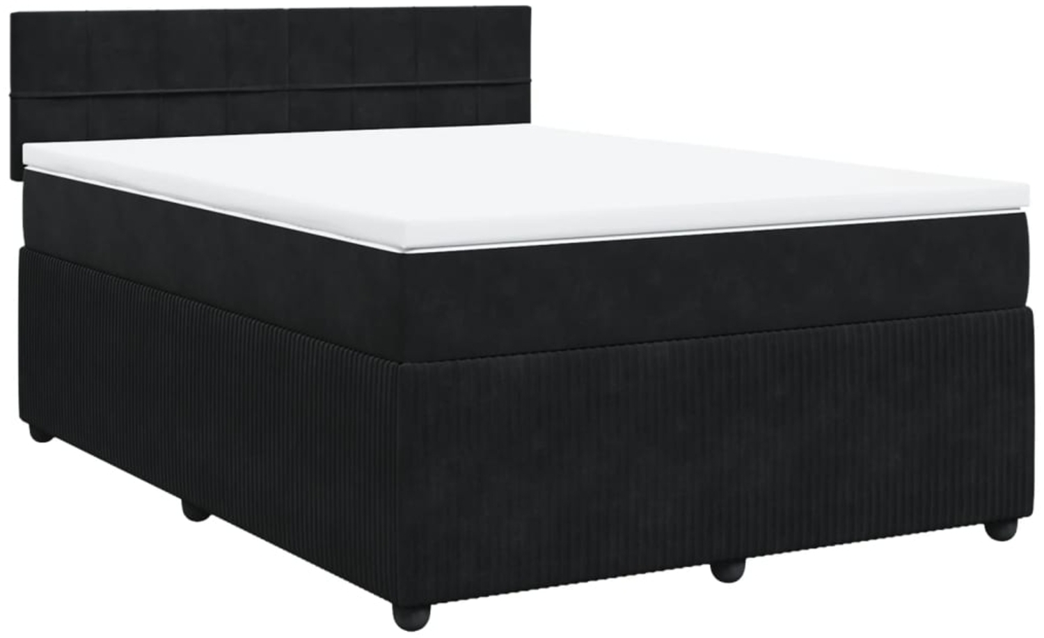 vidaXL Boxspringbett mit Matratze Schwarz 160x200 cm Samt 3287784 Bild 1