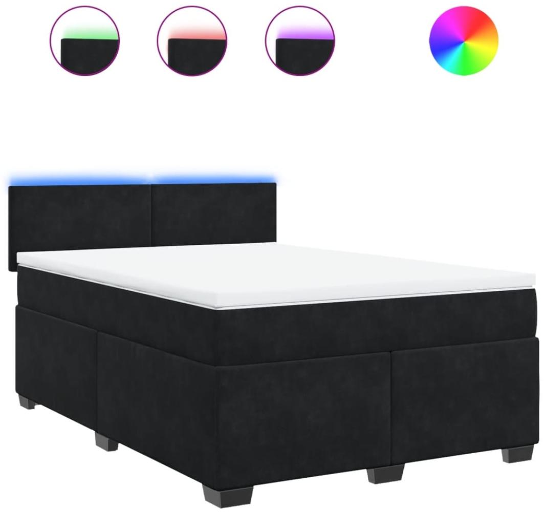 vidaXL Boxspringbett mit Matratze Schwarz 140x190 cm Samt 3288602 Bild 1