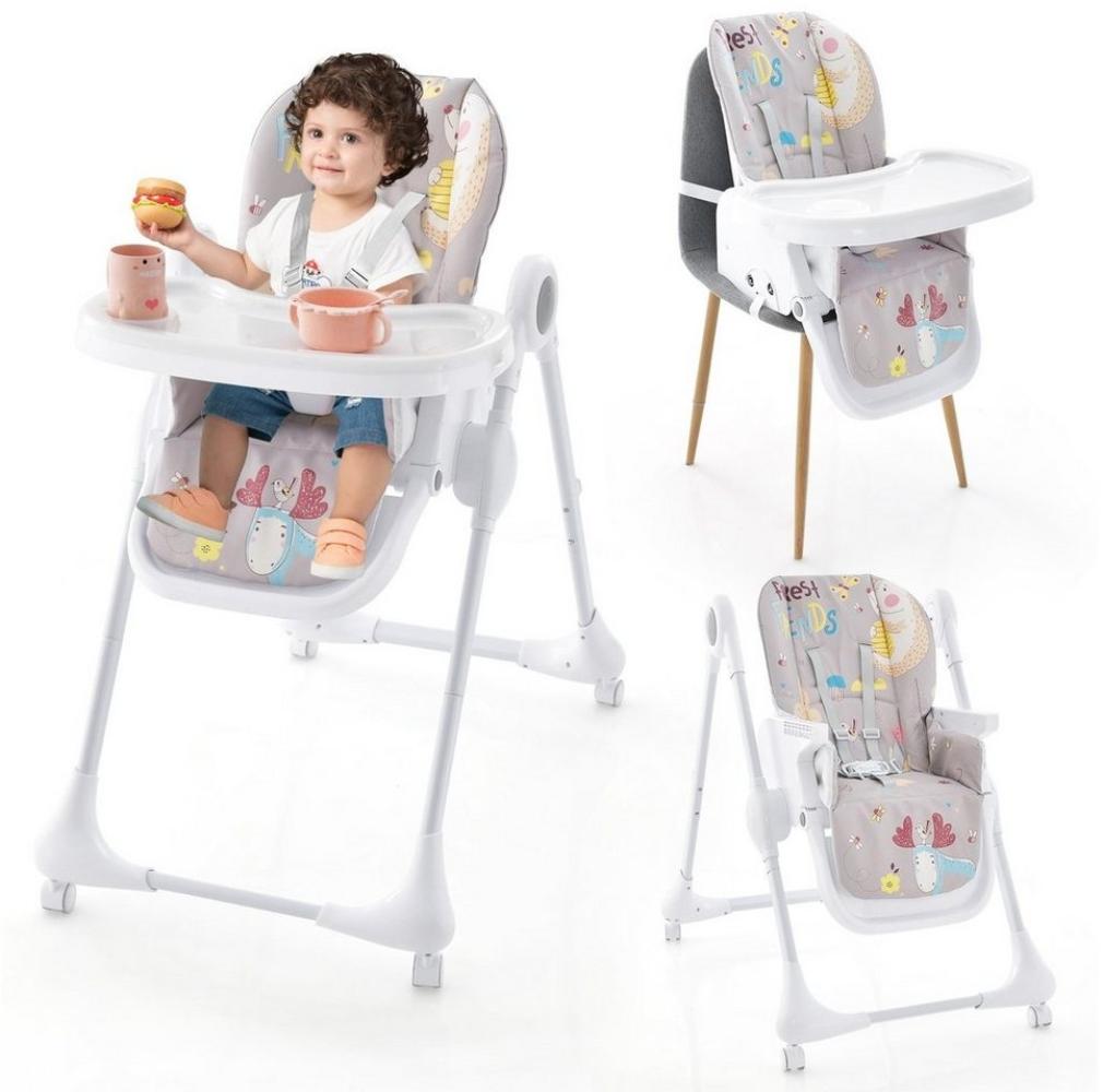 COSTWAY Hochstuhl, 3in1 klappbarer Babyhochstuhl, 7-stufiger Höhen, verstellbar Bild 1