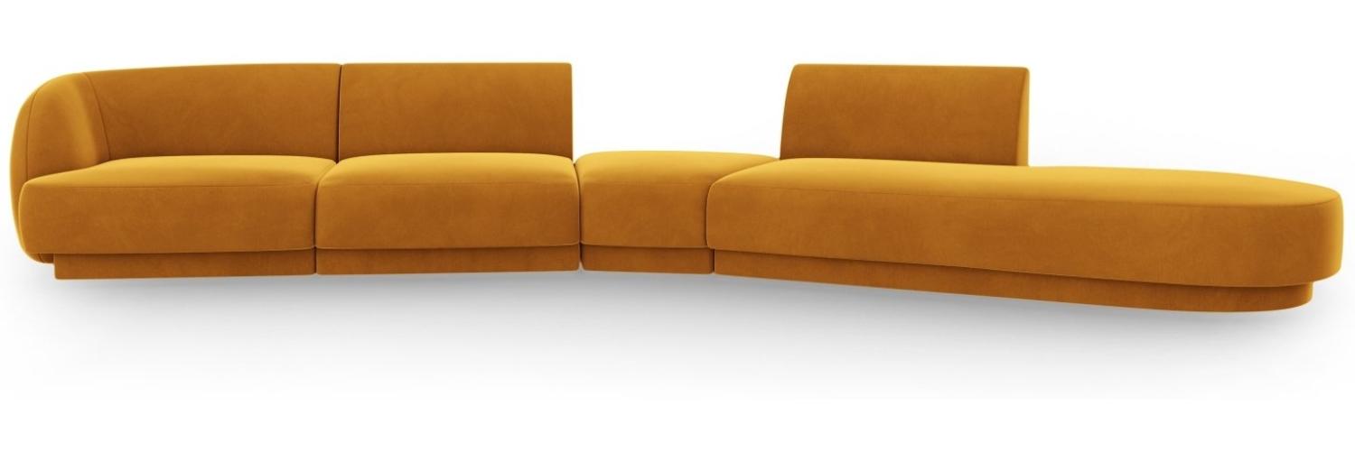 Micadoni Modulares Sofa Miley 5-Sitzer Rechts Samtstoff Gelb Bild 1