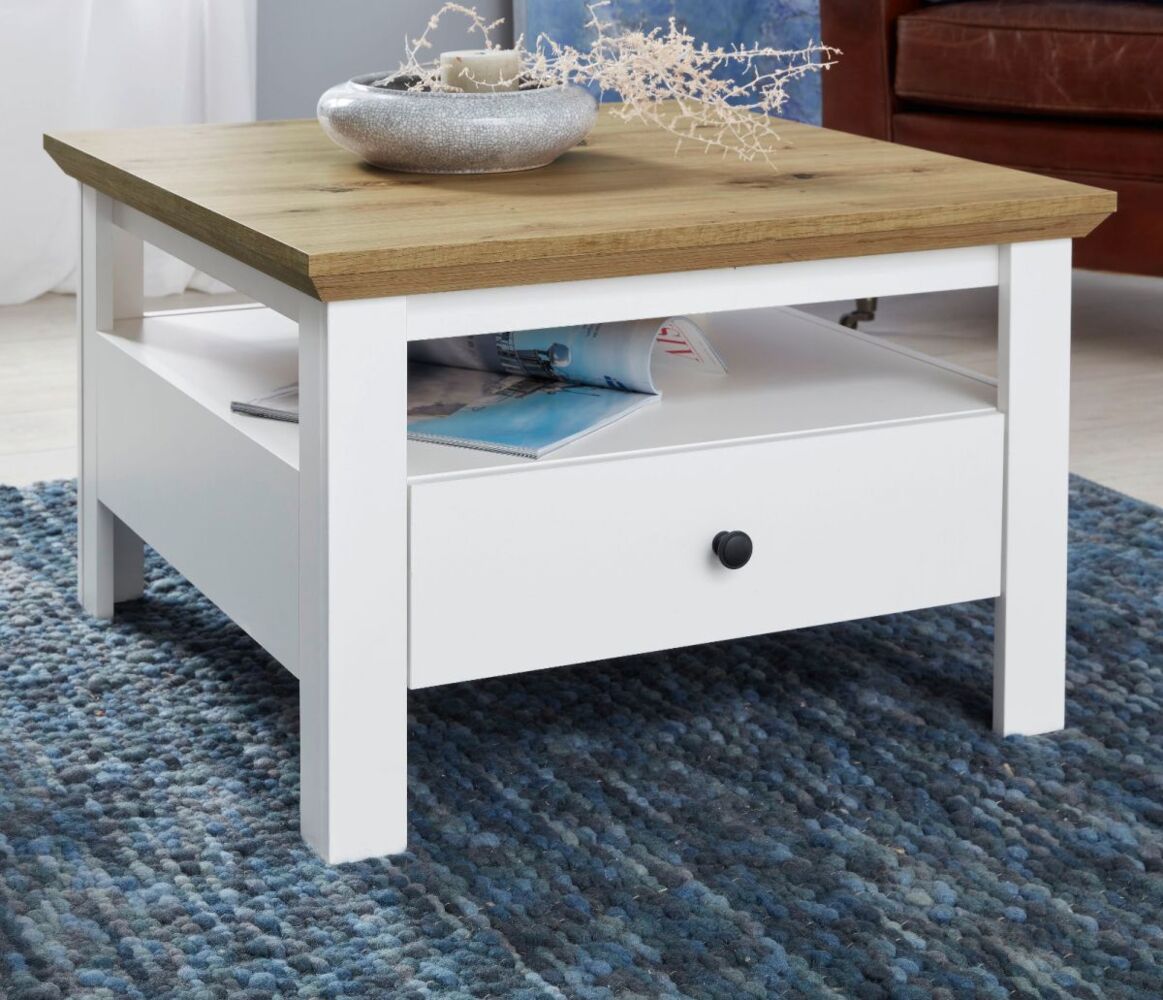 Trendteam 'Universal' Couchtisch, Holzwerkstoff weiß/Eiche Artisan, 70x70 cm Bild 1