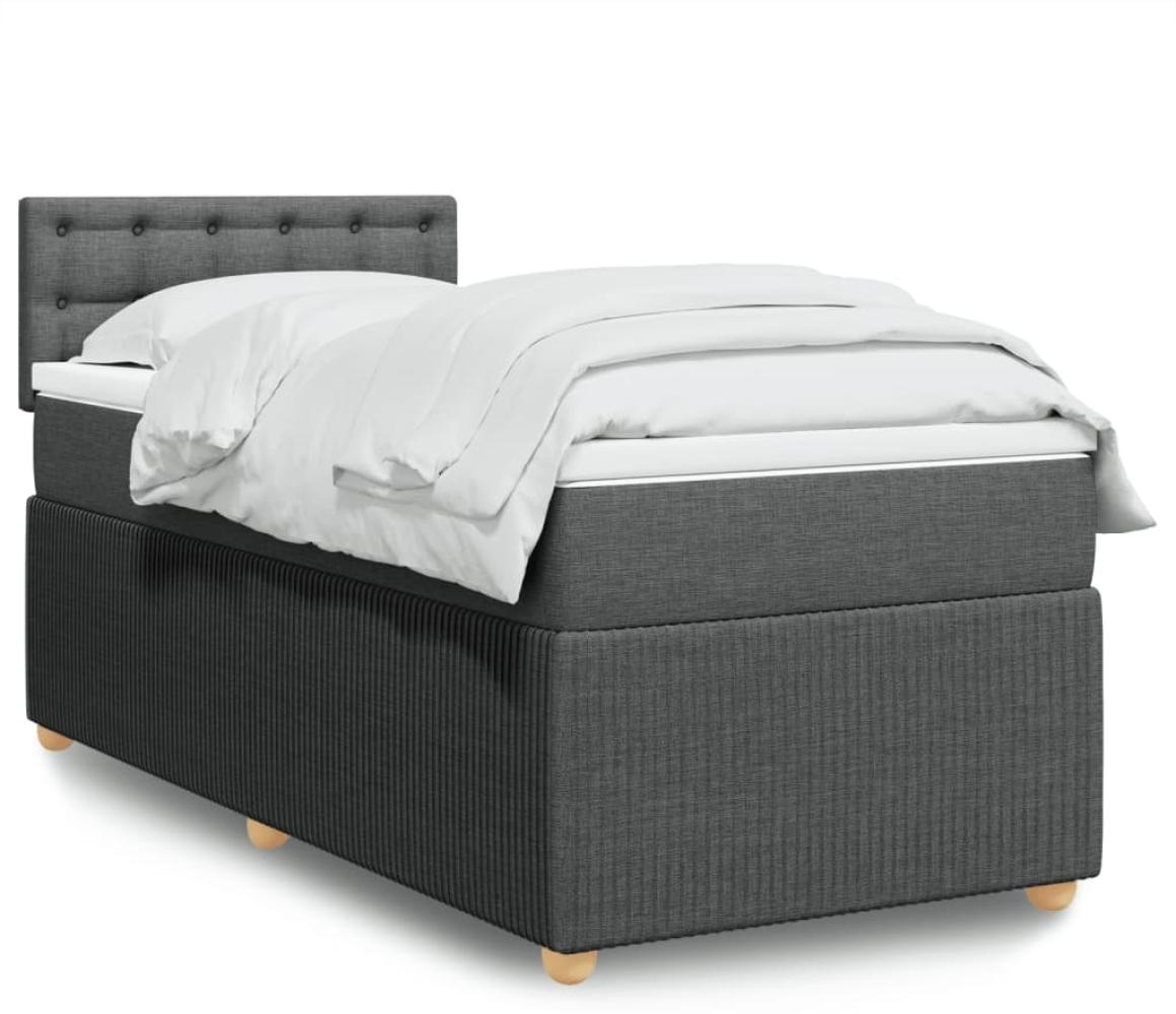 vidaXL Boxspringbett mit Matratze Dunkelgrau 90x200 cm Stoff 3289654 Bild 1