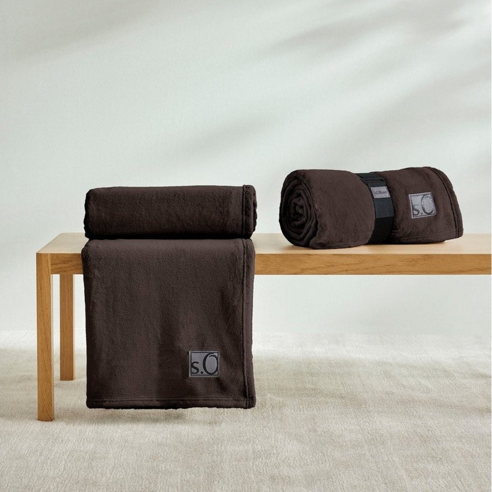 s.Oliver 'Oro' Wohndecke, flauschig, warm & waschbar, Polyester dunkelbraun, 150x200 cm Bild 1