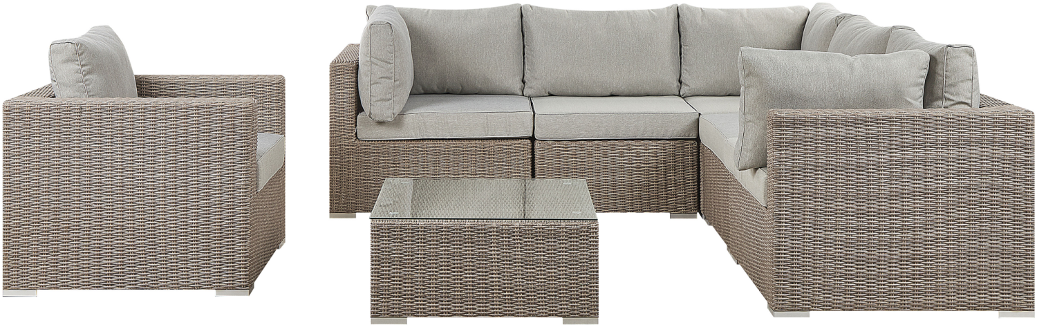 Lounge Set CONTARE PE Rattan Taupe Linksseitig Bild 1