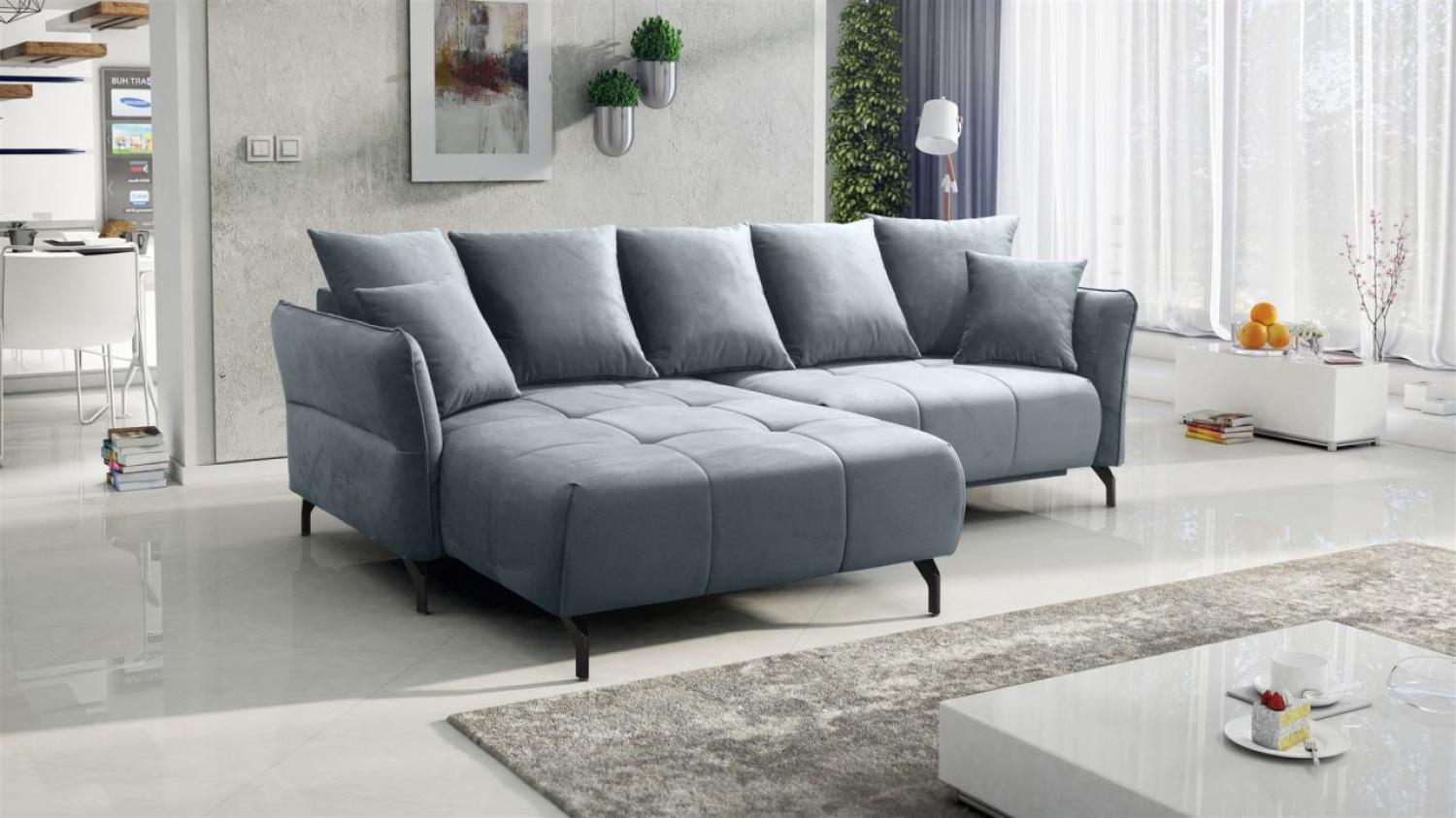 Ecksofa Schlafsofa Sofa SADIE Stoff Element Grau Ottomane Links Bild 1