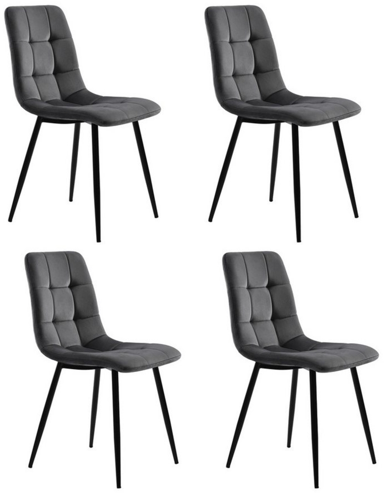 Furnishings Home Esszimmerstuhl 4er-Set Polsterstuhl mit Rückenlehne (4 St), Sitzfläche aus Samt Gestell aus Metall Bild 1