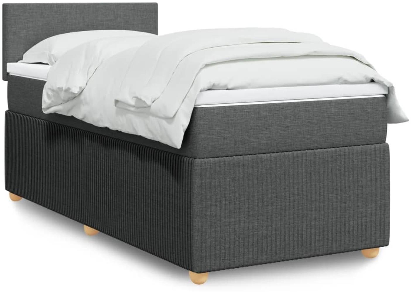 vidaXL Boxspringbett mit Matratze Dunkelgrau 90x200 cm Stoff 3289633 Bild 1