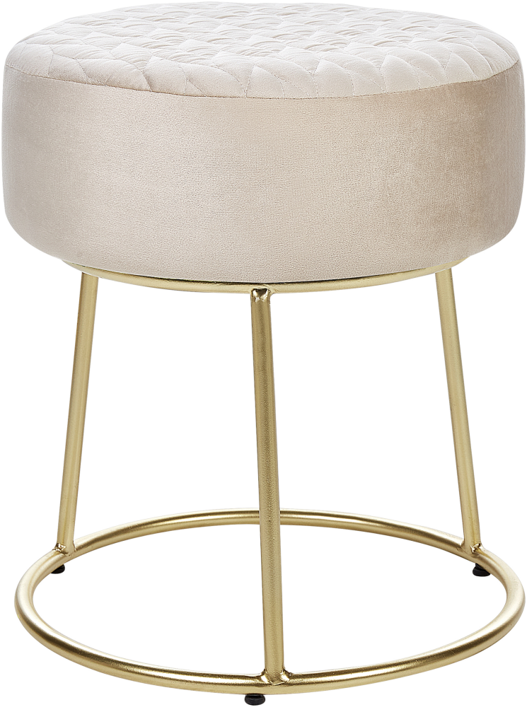 Hocker DELCO Helles Beige Samtstoff Bild 1