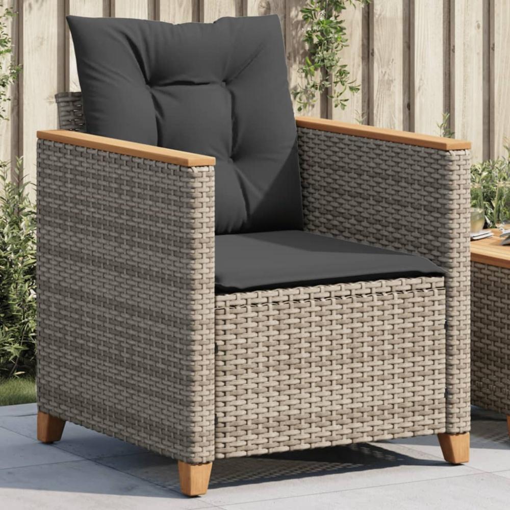 vidaXL Gartensessel mit Kissen Grau Poly Rattan 366322 Bild 1