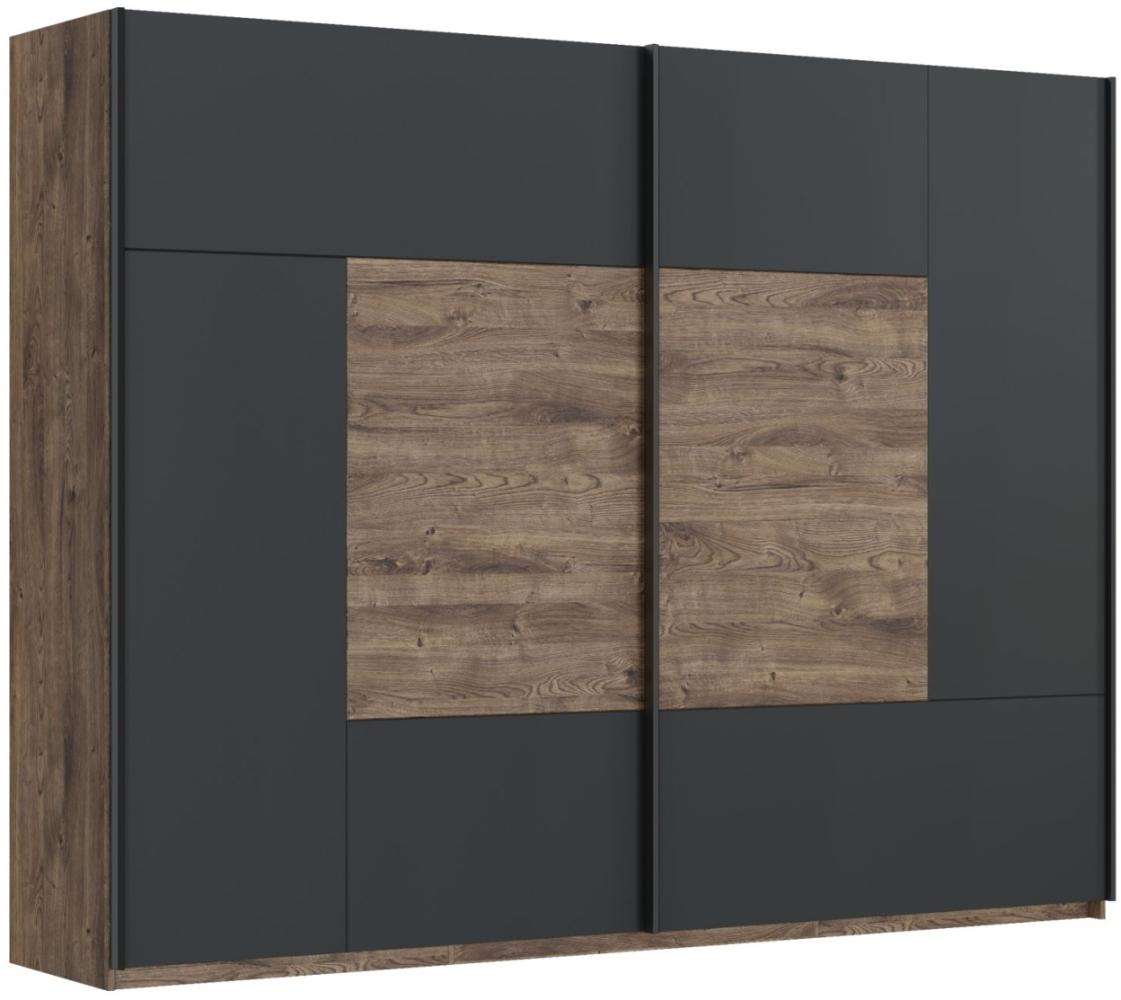 Schwebetürenschrank Kleiderschrank Atlanta 270x62x210cm Ribbeck eiche dunkelgrau 2-türig Bild 1