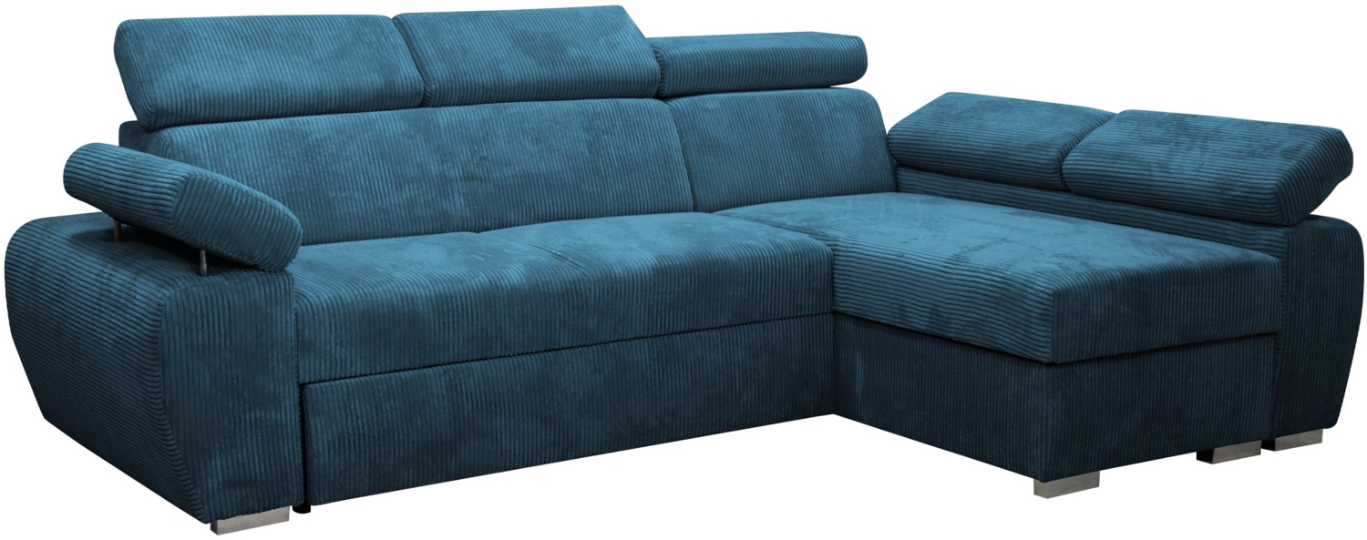 'Boston Mini Premium' Ecksofa, Cord, Blau, 98 x 255 x 170 cm, Rechts Bild 1