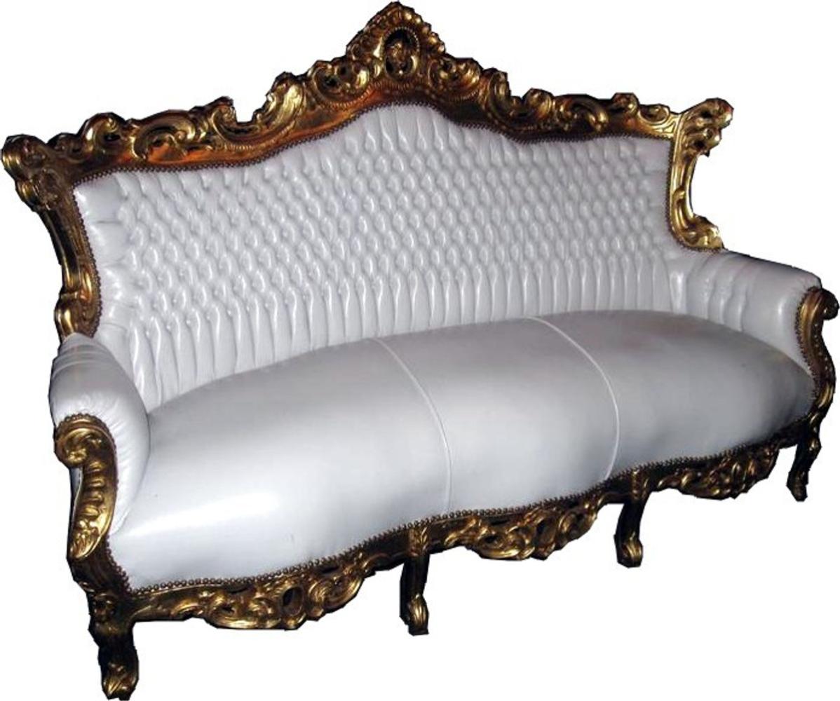 Casa Padrino Barock Sofa Master Weiß / Gold Bild 1