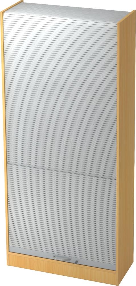 bümö Rollladenschrank 5 OH abschließbar in Buche/Silber mit Bogengriff, SET90-6-S-BM Bild 1