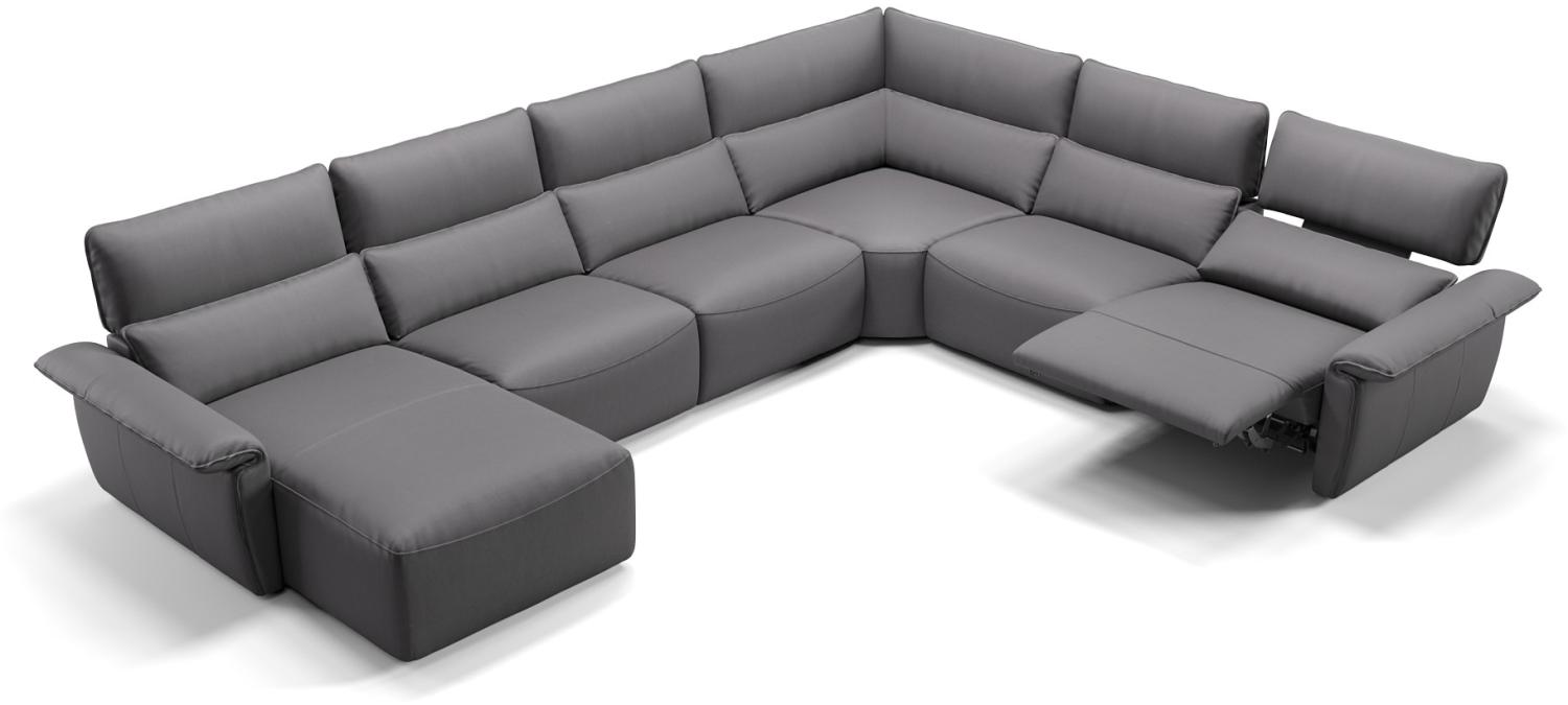 Sofanella Wohnlandschaft Merdia Ledersofa Eckcouch Sofa in Grau Bild 1