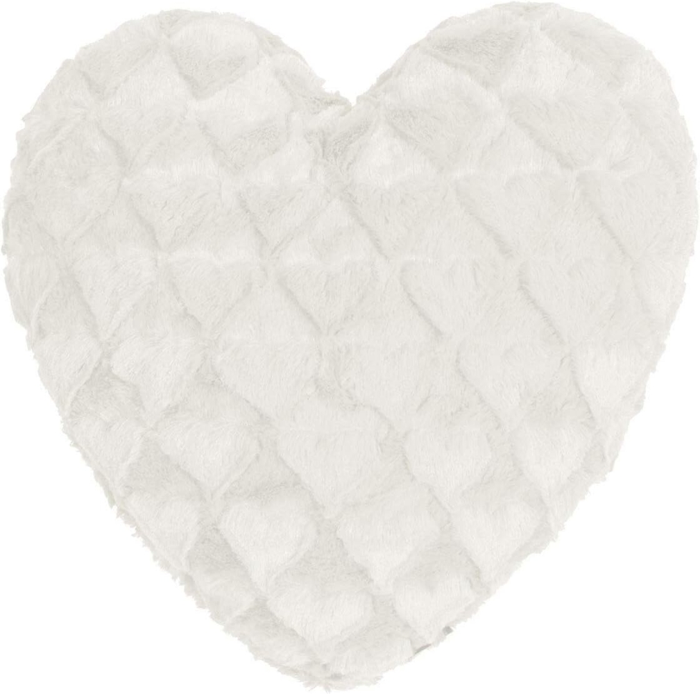 MAGMA Herzkissen FLUFFY HEARTS Plüschformkissen flauschig kuschelig Sofakissen - ca. 40 x 35 cm weiß Bild 1