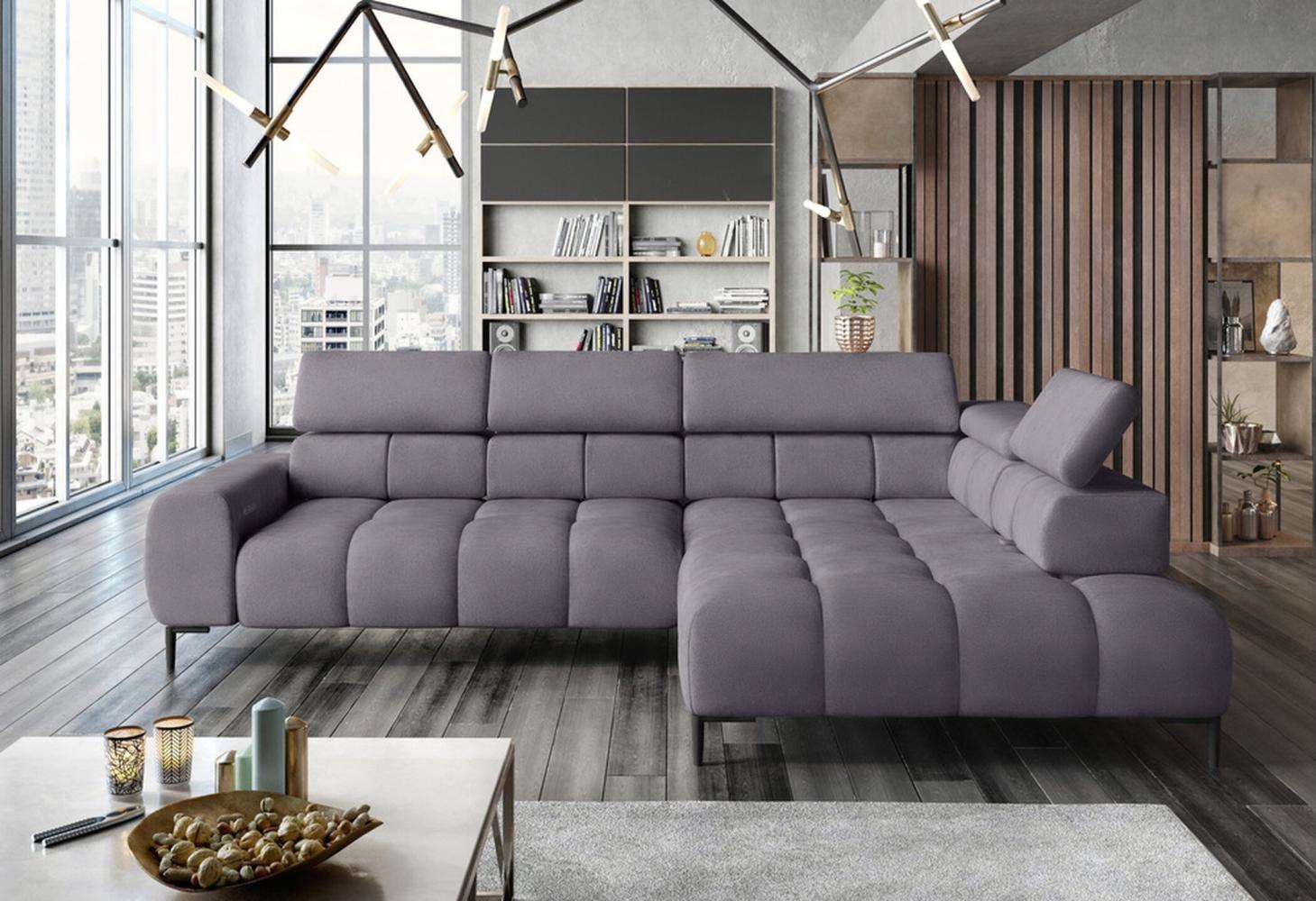 Stylefy Plazetti Ecksofa Struktur JAZZ Rechts Grau Bild 1