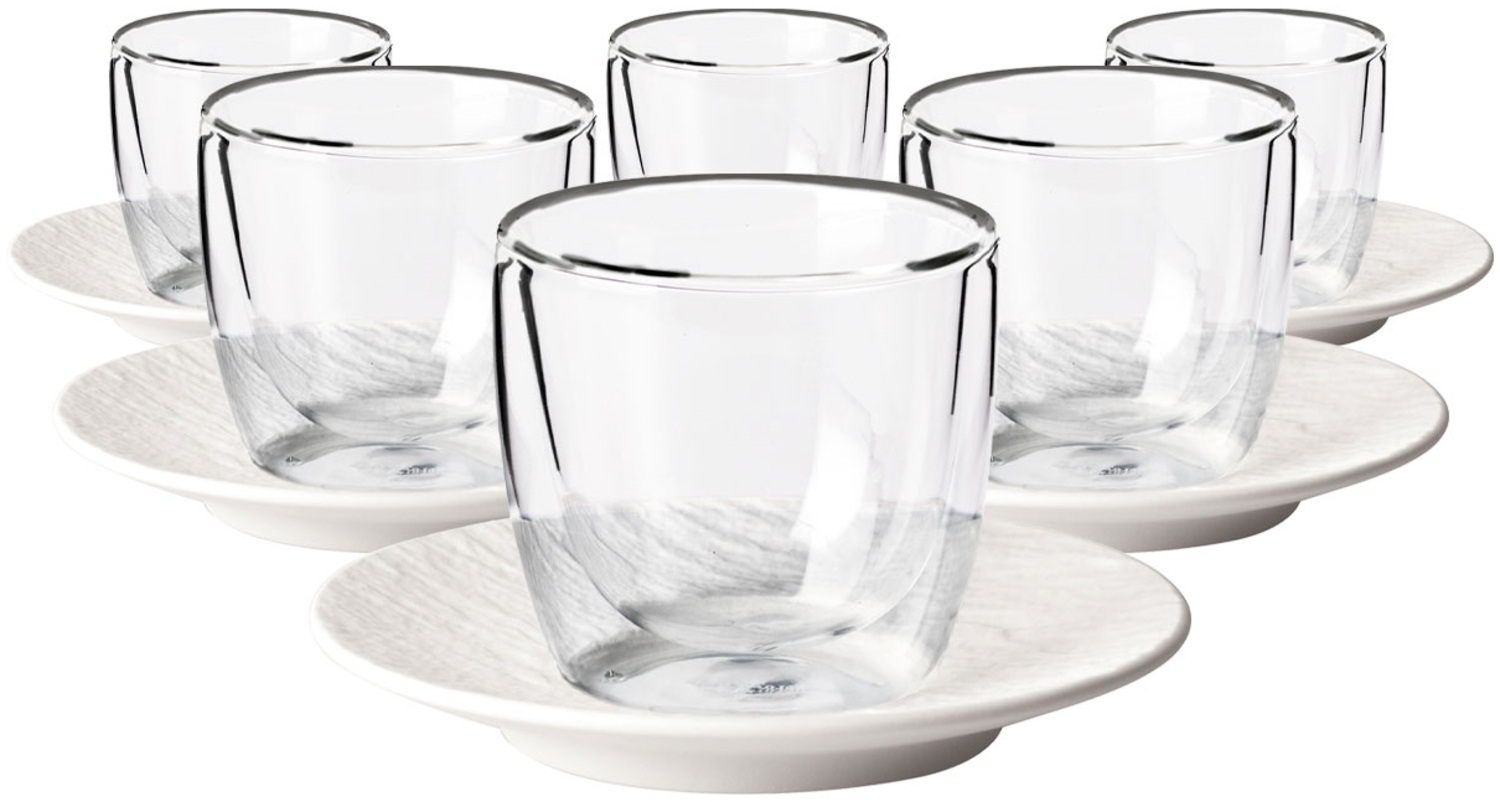 Villeroy & Boch Manufacture Rock Espressoglas mit Untertasse 60 ml 6er Set weiß Bild 1