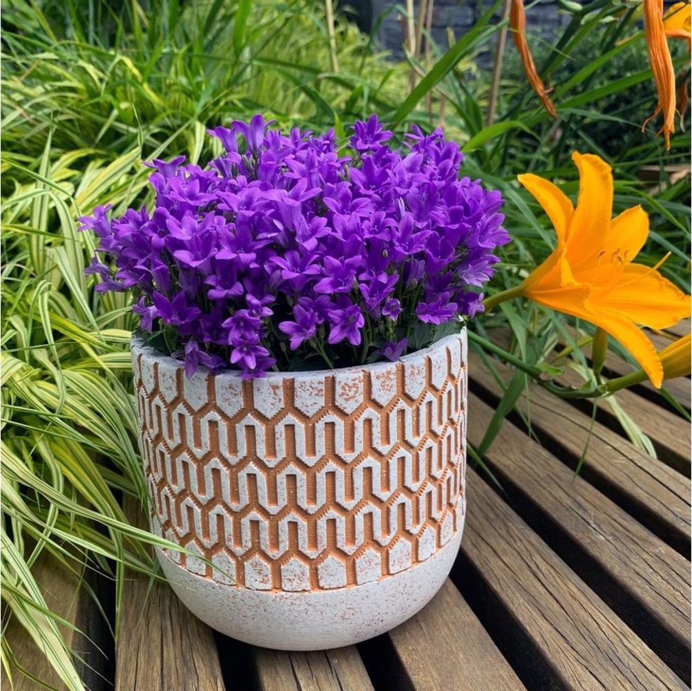 K&L Wall Art Blumentopf Retro Beton Übertopf Küche Kräuter Pflanztopf, Vintage Wabenmuster, ohne Abflussloch, mit Noppen Bild 1