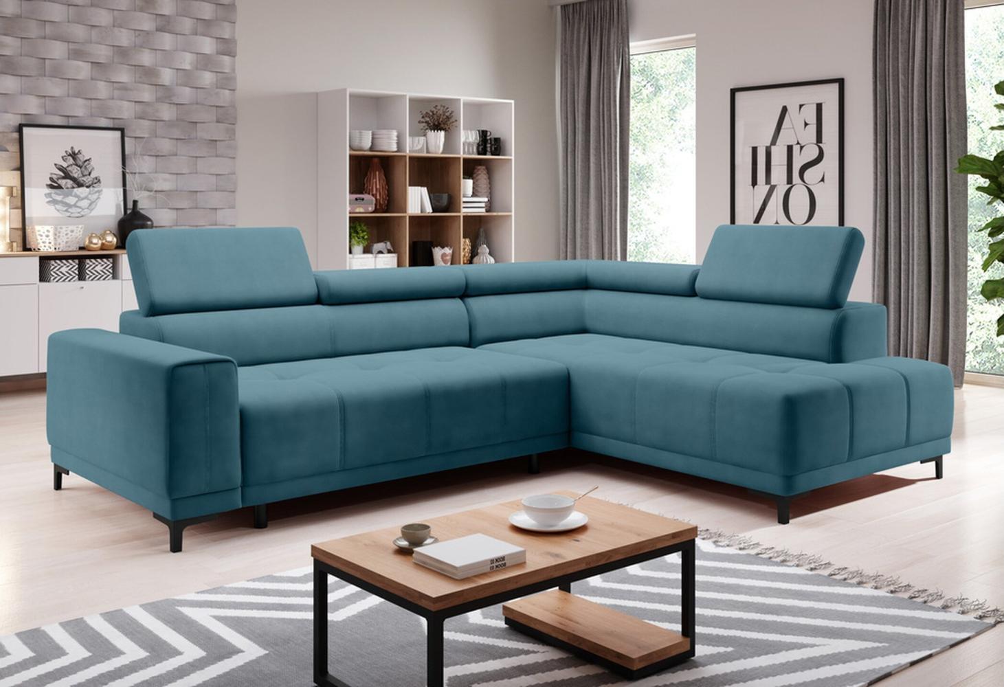 Stylefy Harrison L Ecksofa Velours Jasmine Türkis Rechts Bild 1